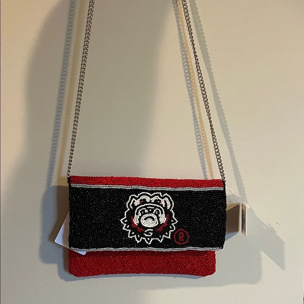 Georgia red and Black Beaded Crossbody Bag